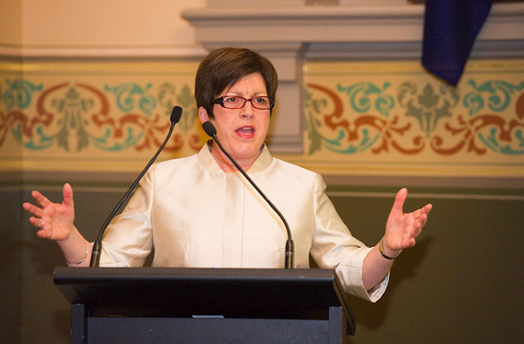 Pauline Green gives a speech.